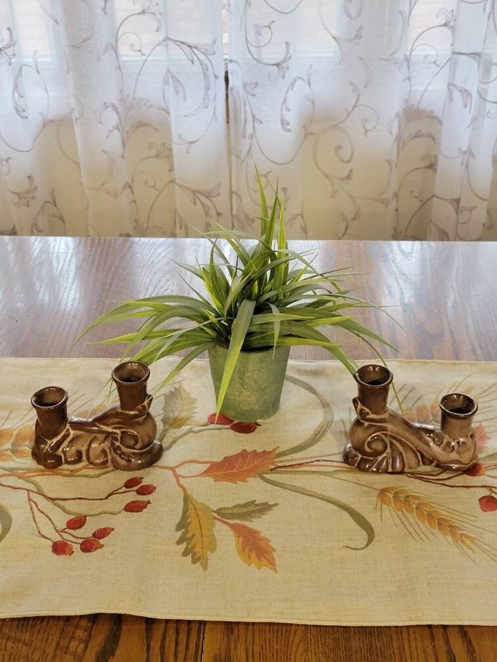 2 Vintage Frankoma Candle Holders 304 Double Candlesticks Plainsman Brown Pair